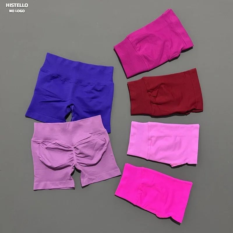 HISTELLO Women’s Seamless Scrunch Booty Sports Shorts – Running, Gym & Yoga