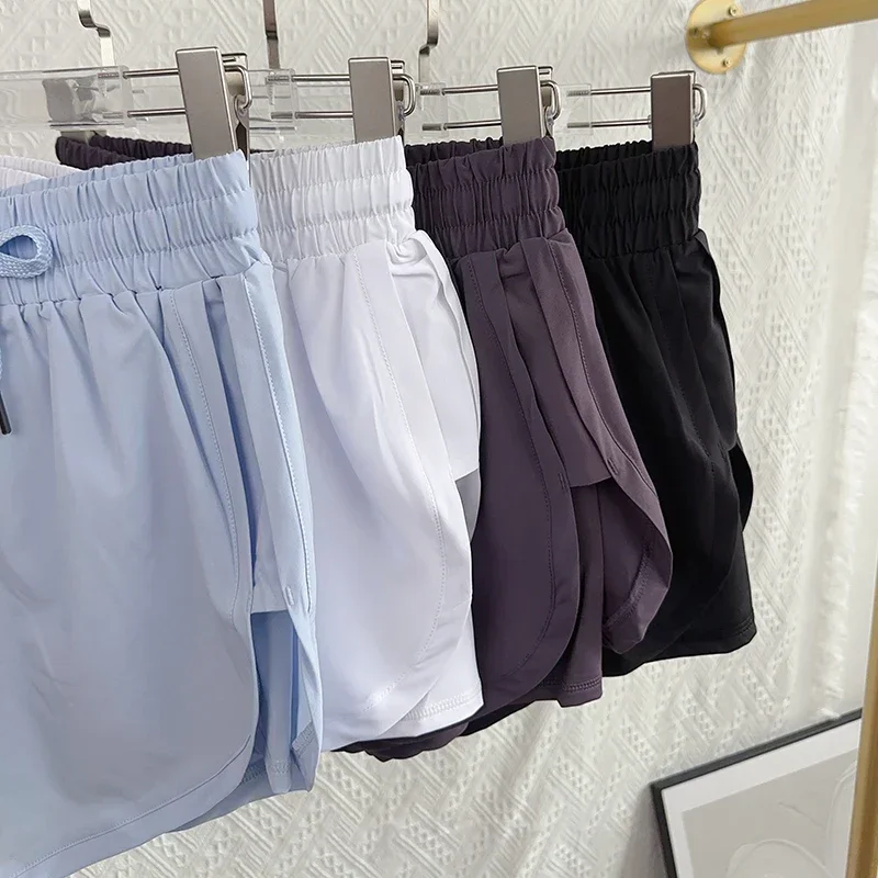 Women’s Quick-Dry High-Waist Running Shorts – Double Layer Athletic Design